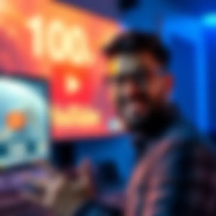 Hasan smiles and gestures in front of a computer screen showing viewer count during a livestream