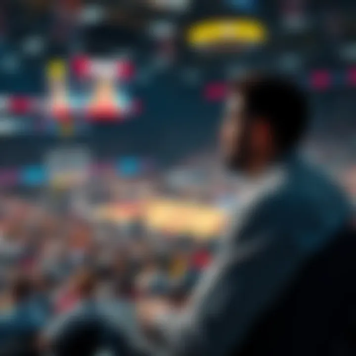Hasan Piker looking frustrated in his seat during the NBA Finals, showing a poor view of the court and the crowd around him.