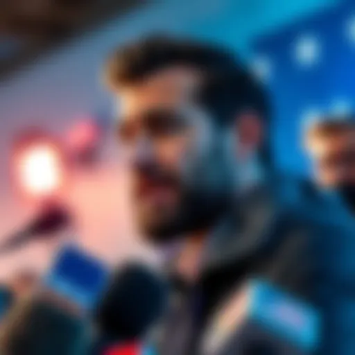 Hasan speaking at a press conference Hasan addressing the media, responding to rumors about the Bondi attacker