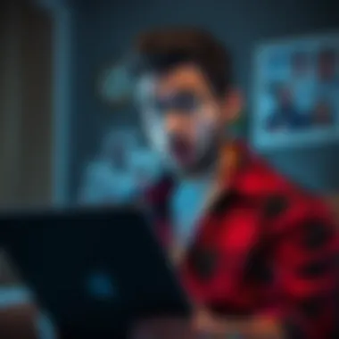 Hasan looking surprised while reading online reactions about the dog electrocution incident