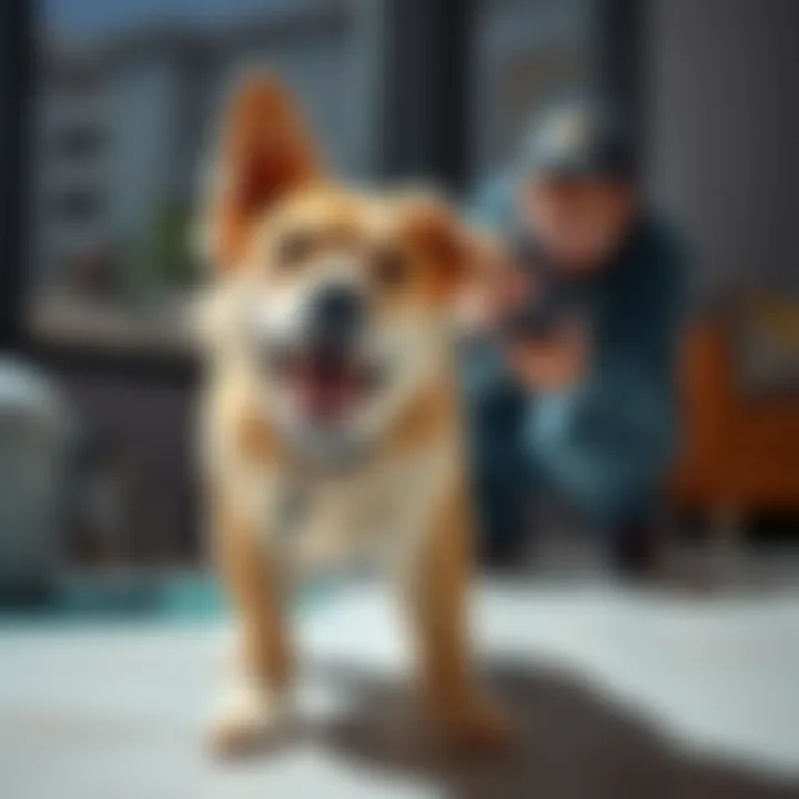 Hasan uses a device to shock his dog while filming to keep her in view