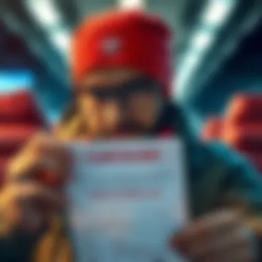 A worried streamer looking at a cancellation notice for his travel authorization, symbolizing the revoked travel authority