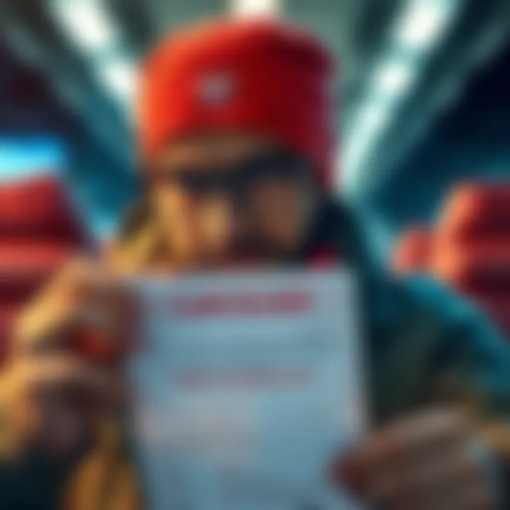 A worried streamer looking at a cancellation notice for his travel authorization, symbolizing the revoked travel authority