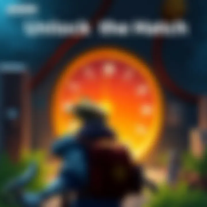 A character hurriedly searching for a hatch key while a timer counts down in the background