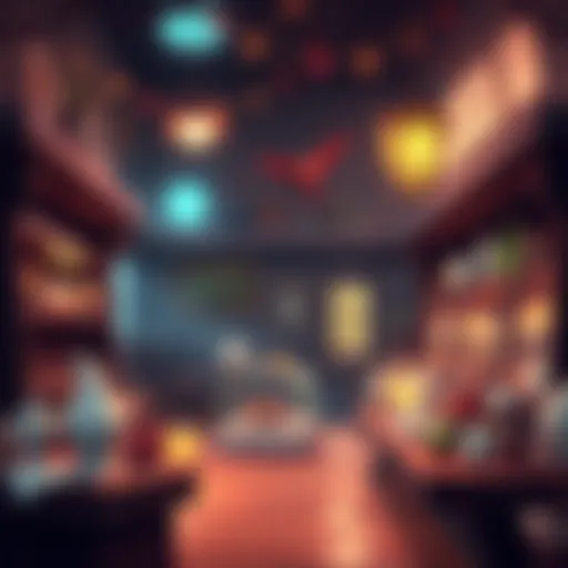 A cozy, whimsical chocolate shop with a haunted atmosphere, showcasing various chocolates and eerie decorations, representing the game's theme.