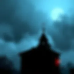 Dark silhouette of a haunted town with fog, hinting at a Silent Hill atmosphere