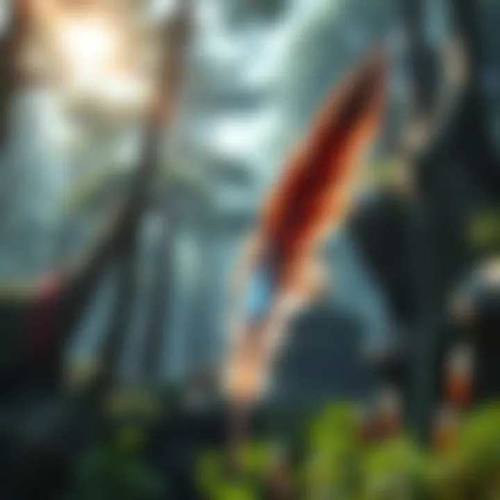 A Hayabusa Feather shining in a mystical forest setting from Monster Hunter, symbolizing its importance in gameplay.