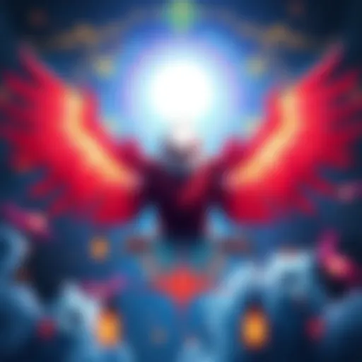 Illustration of Hayabusa Guardian Spirits with an eagle and mystical symbols surrounding it