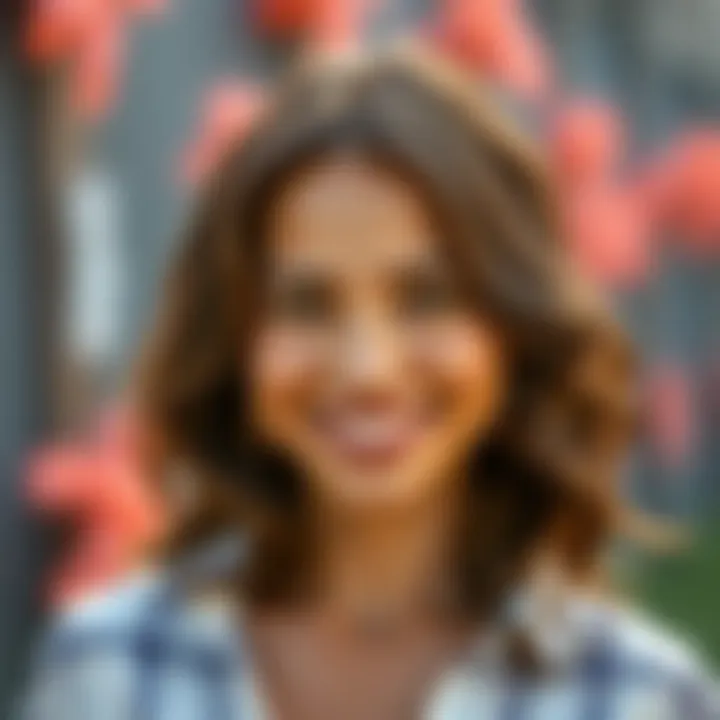 Hayden smiling brightly, showcasing her beauty and charm in a natural setting
