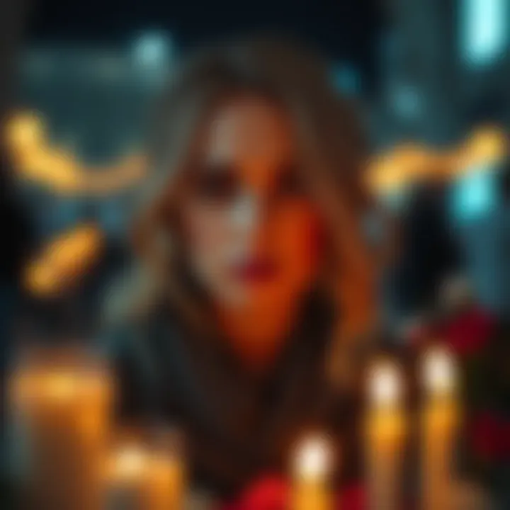 A somber portrait of Hayden Panettiere, reflecting sadness and disbelief among fans, with a blurred background of candles and flowers marking a memorial.