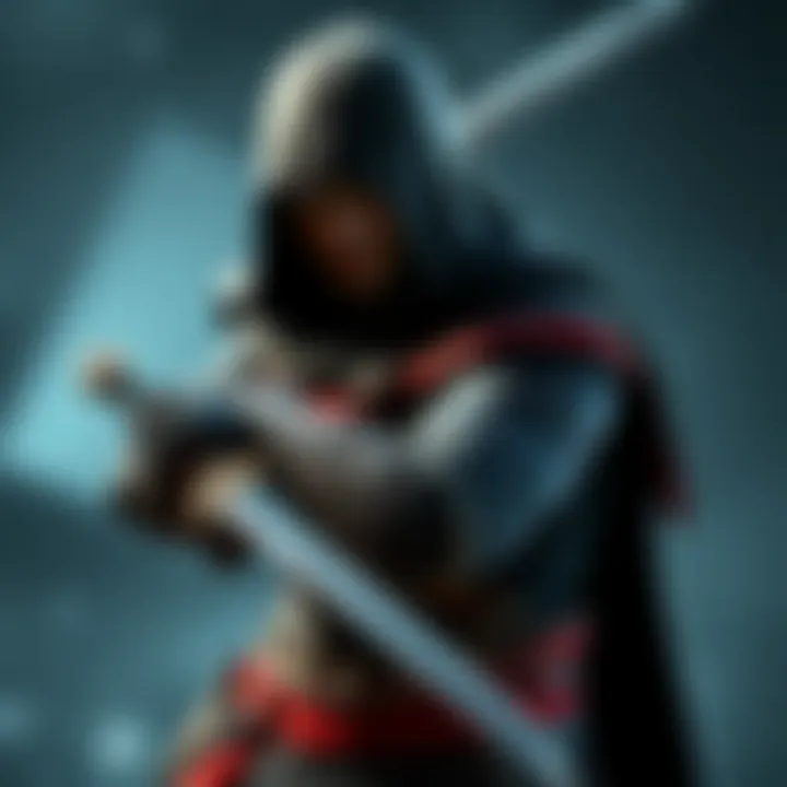 Haythem from Assassin's Creed 3 in a unique idle combat stance with his sword ready