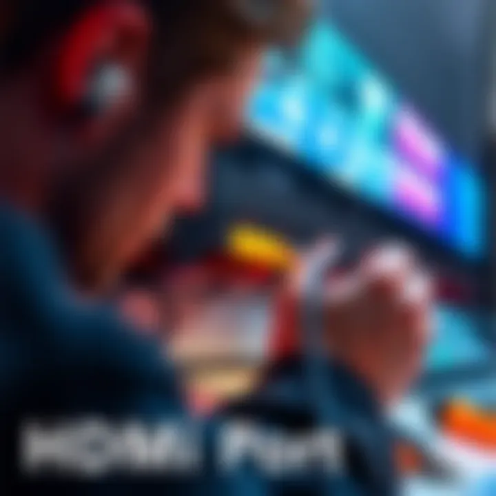 A person examining an HDMI port on a device with tools and cables nearby.