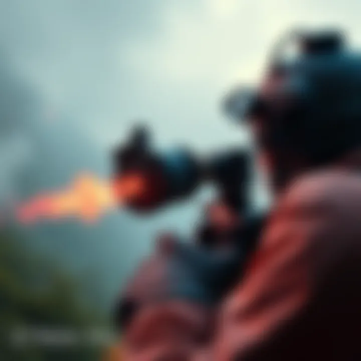 A player aiming at the head of a gasbag in an online game, preventing toxic gas release.