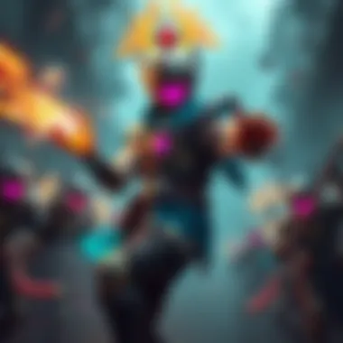 A healer character casting a spell to restore health to teammates during a multiplayer game fight.