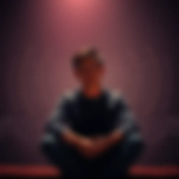 A person sitting alone with a puzzled expression, surrounded by faint sound waves, indicating they might be hearing things that aren't there.