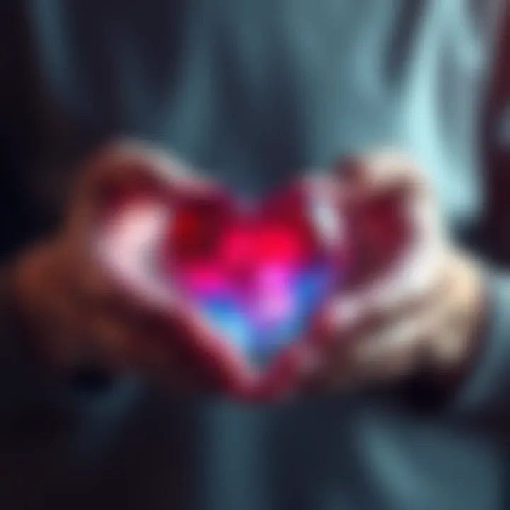 A person holding a heart-shaped object in their hands, symbolizing emotional health and care.