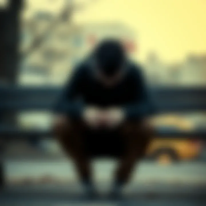 A person with a sad expression sitting on a bench, looking down with hands on their knees, reflecting on broken trust in a relationship.