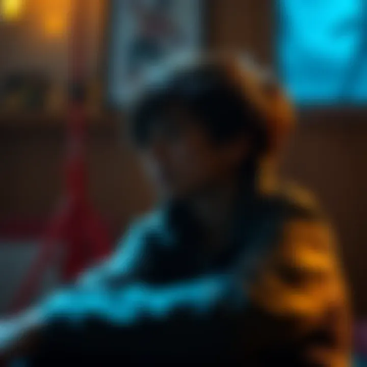 A person sitting alone, reflecting with tears streaming down their face, surrounded by soft lighting