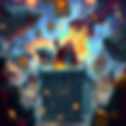 A graphic showing various aggressive decks in Hearthstone overpowering the play scene, with players looking frustrated at their cards.