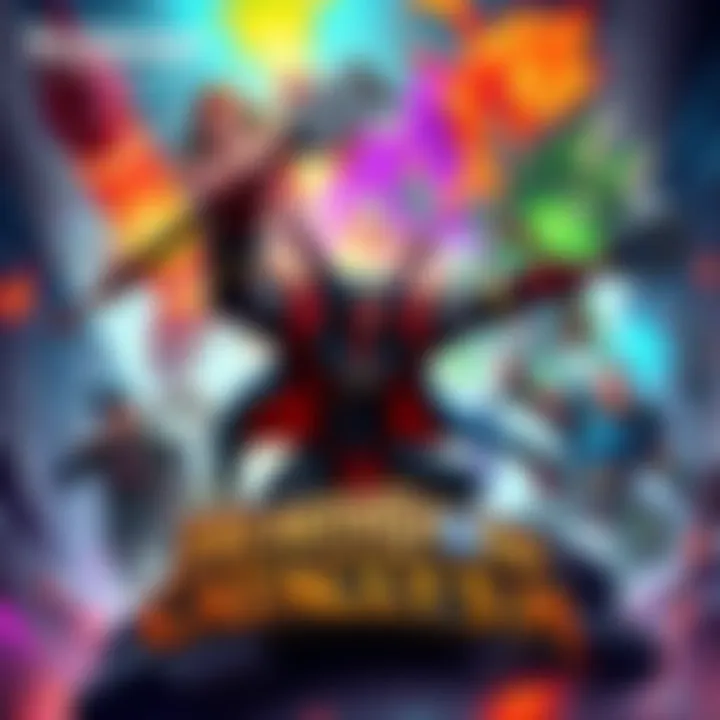 Artwork featuring new cards and characters from the Hearthstone CATACLYSM expansion, showcasing vibrant colors and dynamic designs.