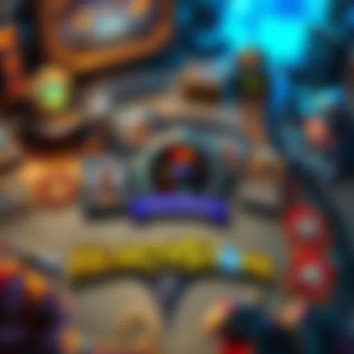 Hearthstone game board A Hearthstone game board with fast-paced gameplay, showing colorful cards and a timer indicating quick moves.