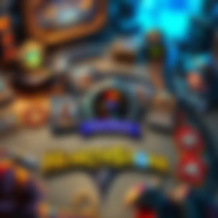 Hearthstone game board A Hearthstone game board with fast-paced gameplay, showing colorful cards and a timer indicating quick moves.