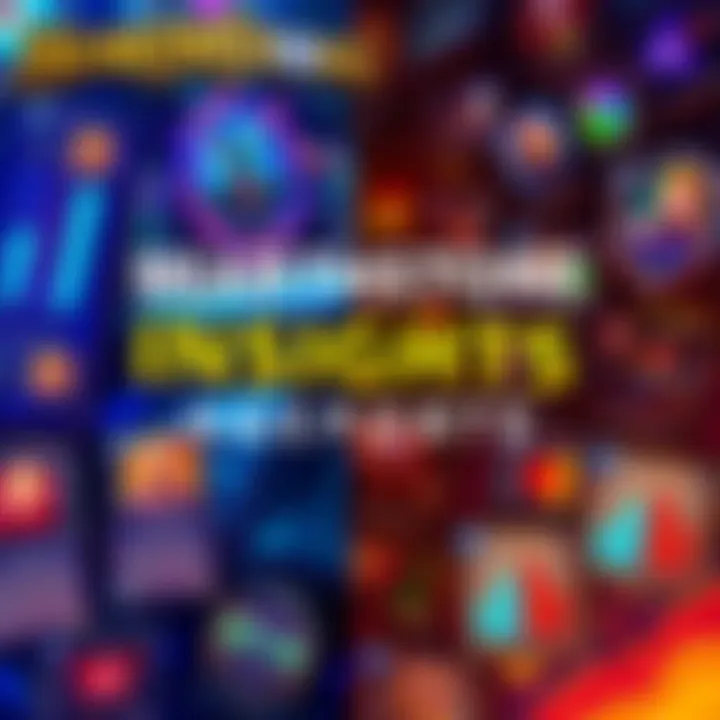 A vibrant collage showing decklists, class icons, and win rate charts related to Hearthstone, representing data analysis from millions of games.