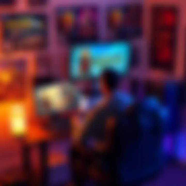 A player sits at a computer, focused on their screen showing Hearthstone gameplay, celebrating reaching Legend rank with an aggro paladin deck. The room is filled with gaming posters and a motivationa...