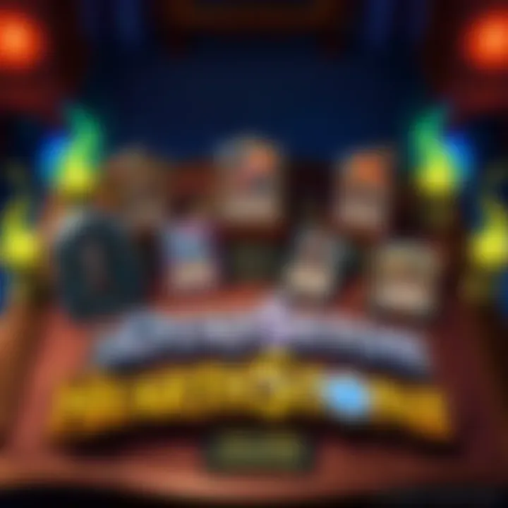A selection of top-performing Hearthstone decks displayed on a wooden table with cards arranged in various strategies.