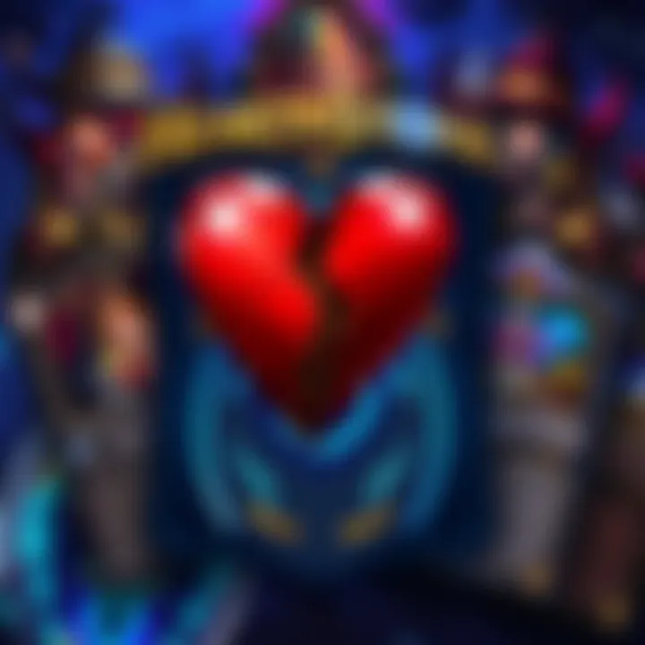 A broken heart symbol over a Hearthstone card background, representing the shutdown of Hearthstone Top Decks, leaving players seeking new resources.