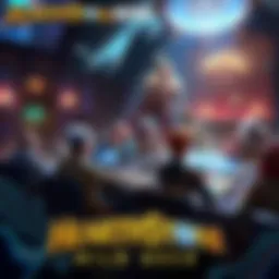 A Hearthstone game scene showing various wild cards on the board with players discussing strategies.