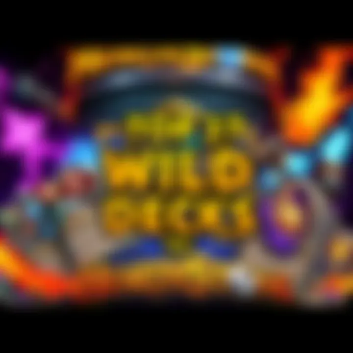 Colorful graphic showing various Hearthstone cards with deck strategies