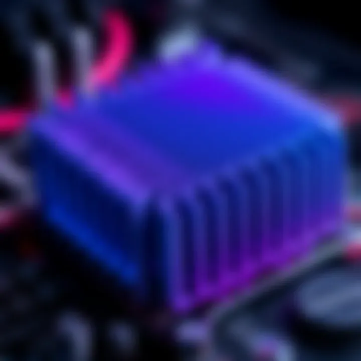 A close-up view of a heatsink designed for the Samsung 990 Evo Plus SSD, showcasing its fins and mounting points.