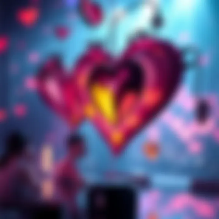 A creative depiction of the Heavy Hearts Club theme featuring artistic hearts intertwined with club elements, reflecting a unique and emotional atmosphere.
