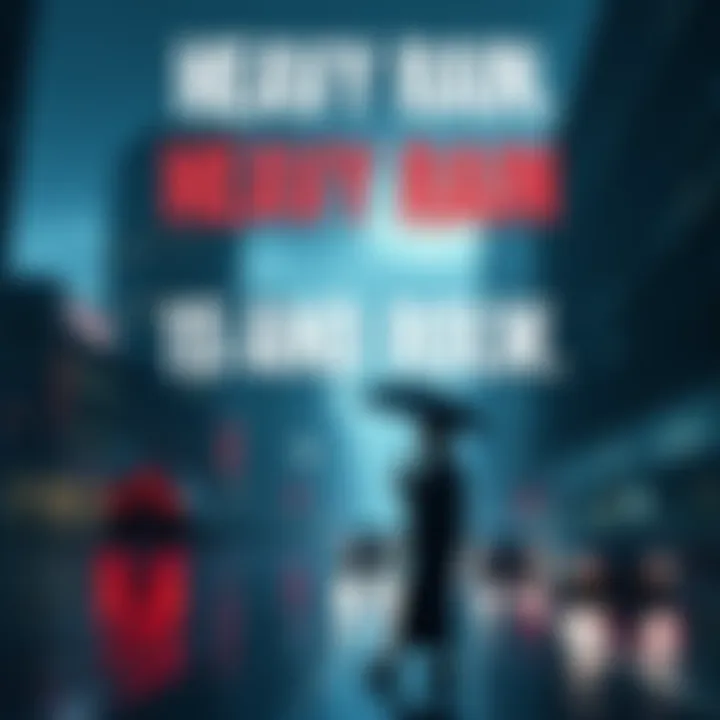 Cover art featuring a rainy cityscape with a silhouette of a person holding an umbrella, representing the game's themes of mystery and choice.