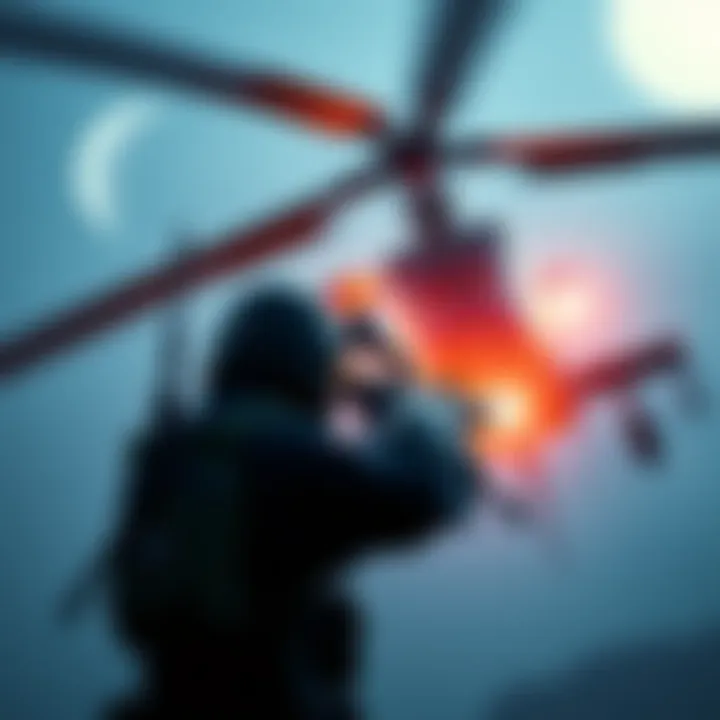 A player facing a challenging helicopter encounter during the Operation Silent Spade mission in Media Luna