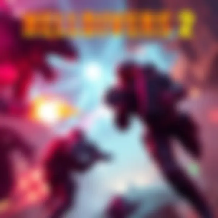 A thrilling moment in Helldivers 2 showcasing intense action with soldiers battling alien creatures in a vibrant, dynamic environment.