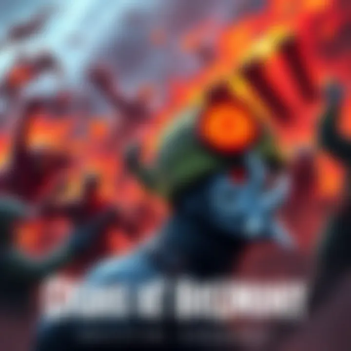 A vibrant scene showcasing characters from Hellfire Harmony in a dynamic mix of dark humor and wild designs.