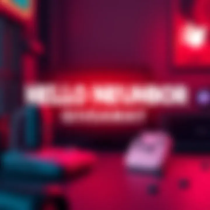 A digital representation of a Hello Neighbor steam key giveaway with a game console and a wishlist icon.