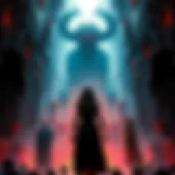 Hellraiser Characters Kirsty Cotton stands in the Hell Labyrinth with the Leviathan looming above