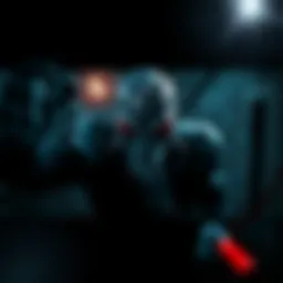 A screenshot from the Hellraiser game trailer showing intense action with graphic content and horror elements.