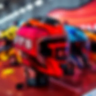 A variety of colorful helmet designs displayed for voting, inviting community opinions.