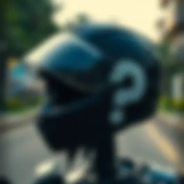 Helmet with a Question Mark A motorcycle helmet with a question mark next to it, symbolizing confusion about its visibility in applications.