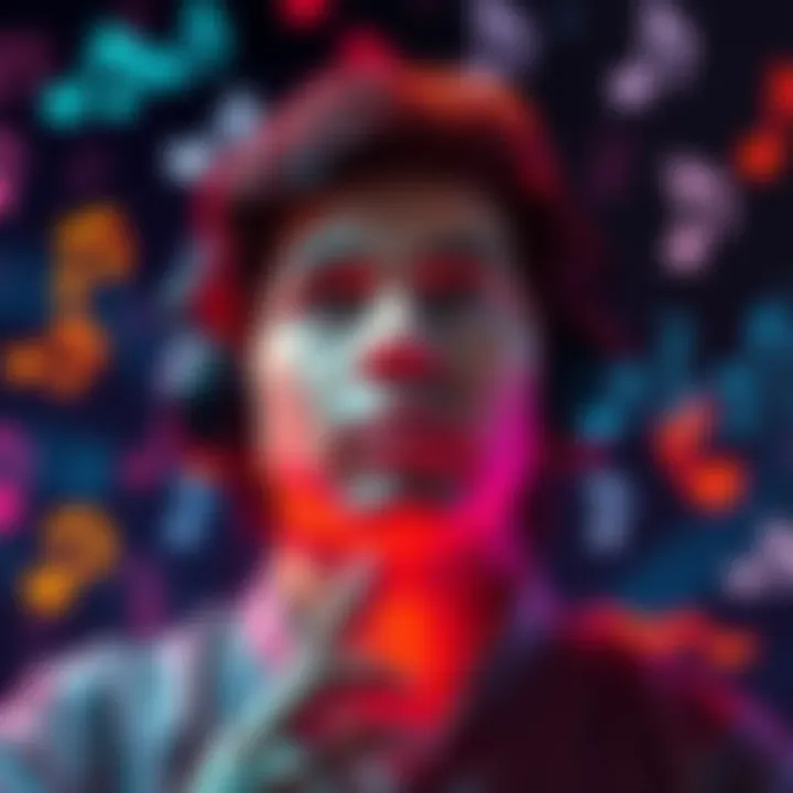 A forum user looking for assistance in identifying a song, surrounded by music notes and question marks.