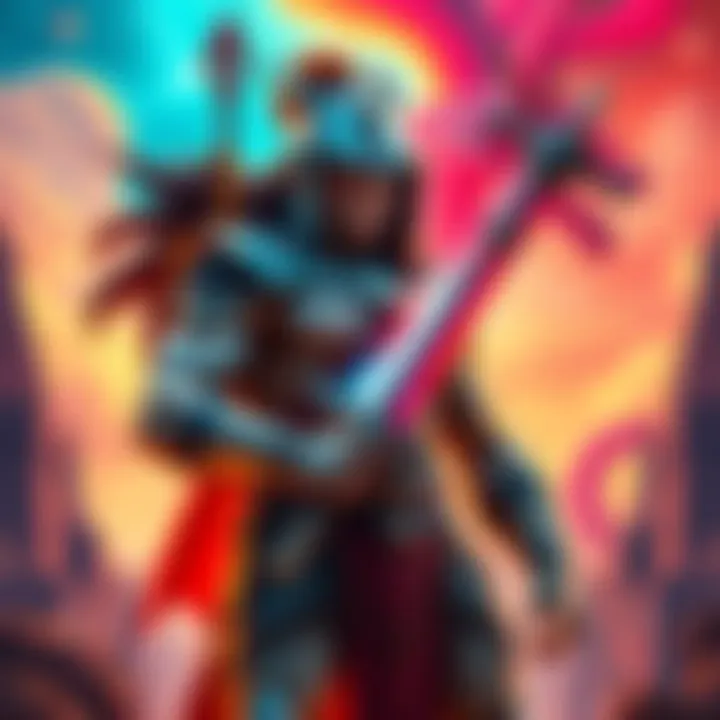 He-Man stands confidently with his sword, surrounded by a colorful fantasy landscape as fans eagerly wait for the delayed movie release.