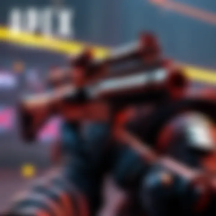 A player aiming with the Hemlock gun in Apex Legends, showcasing its sleek design and powerful appearance.