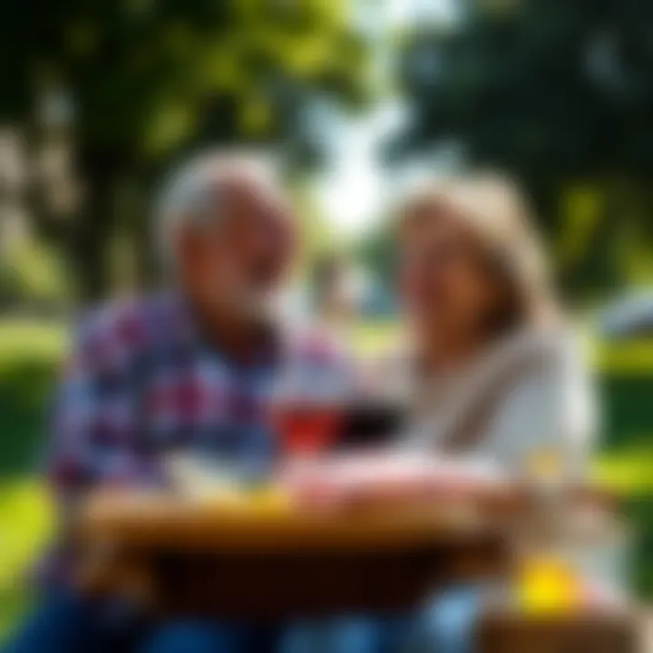 Henry and Julia enjoying a picnic, sharing laughs and memories in a sunny park.