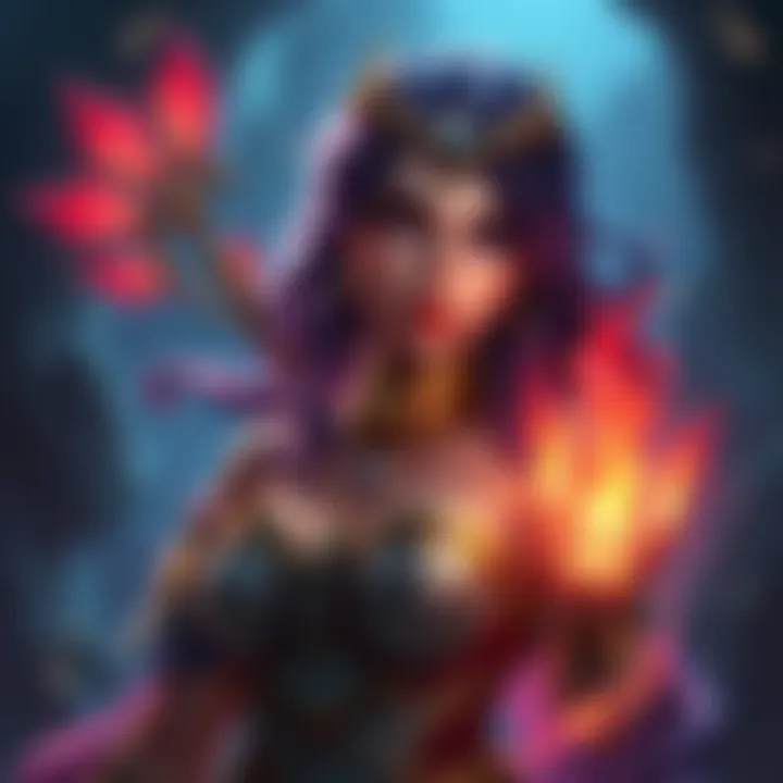 Character Hera depicted with elegant visual design, showcasing animations and voice acting features in the God Design community.