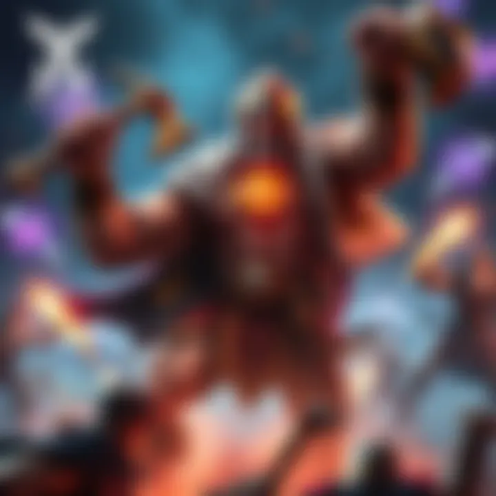 Hercules character using multiple abilities in a game setting, showcasing his power during a team fight