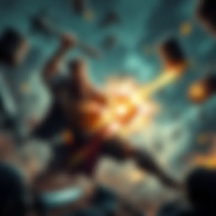 Hercules in Battle Hercules unleashing powerful attacks in a game battle, showcasing impressive healing and damage abilities.